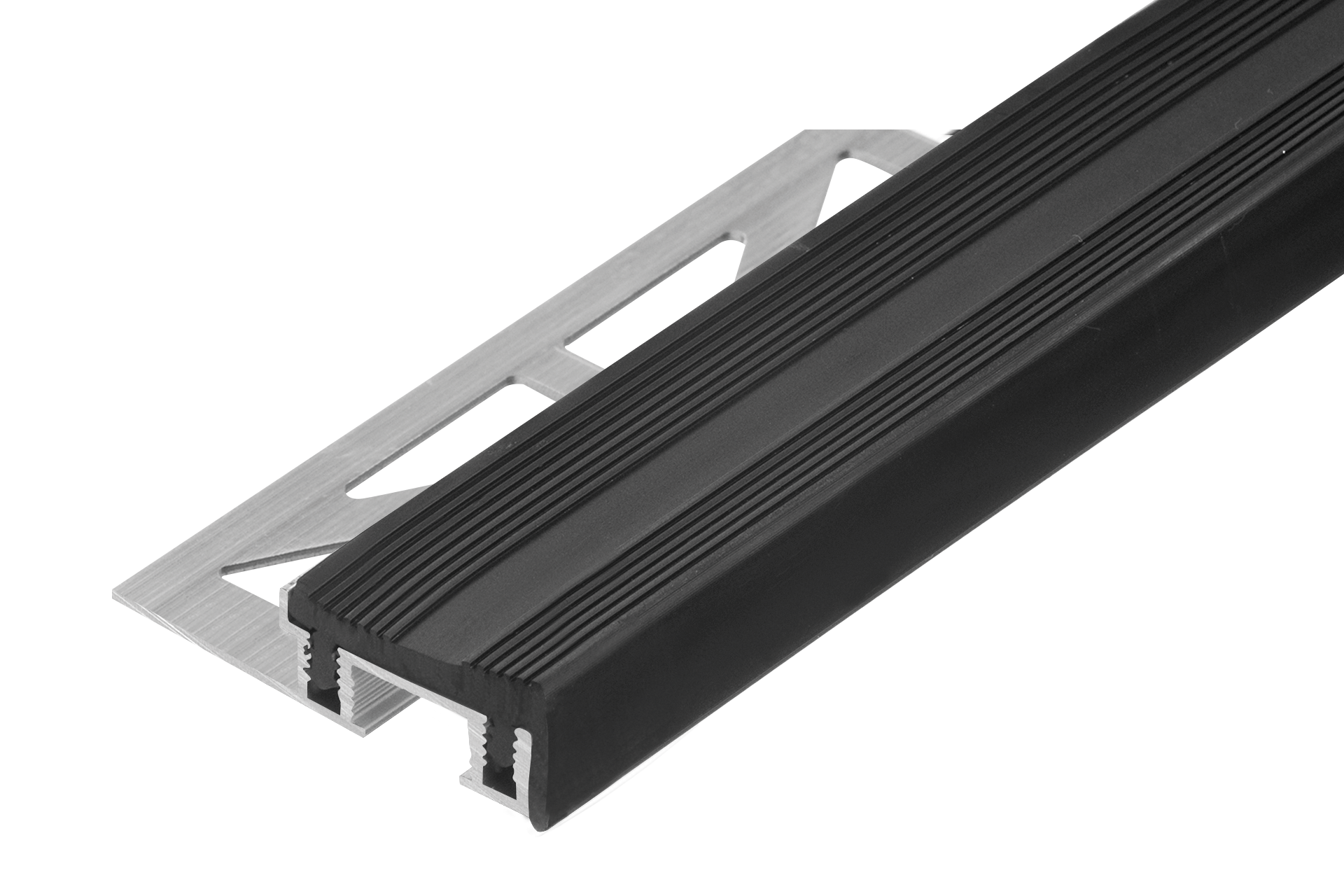 Profil schodowy aluminiowy schodowy z nakładką gumową Cezar Naturalny 2,50m
