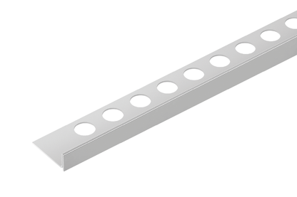 Профиль плитки для душевого поддона, боковой уклон, левый, 30x1 мм, Cezar, серебристый глянцевый, 1,2 м