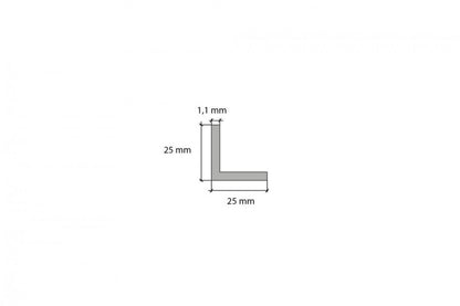 PVC profile angle 25x25x1.1mm L= 2.48m Black RAL9005