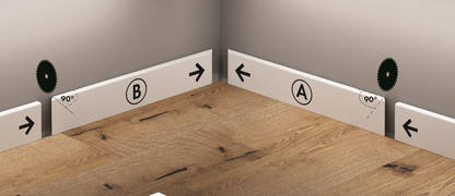 MDF strip 80x14.5mm R3 Corner [1set=18pcs] L=0.38m White RAL9003 semi-matt veneer