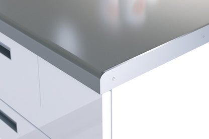 Алюминиевая планка для столешницы, правая сторона, 28 мм, цвет Cezar White RAL9016 Gloss, 0,60 м