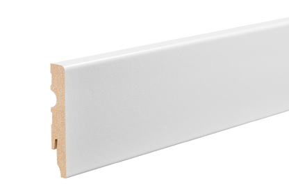 Квадратный плинтус из МДФ 80x14,5 мм, цвет Cezar White, полуматовый лак RAL9003, длина 2,20 м.