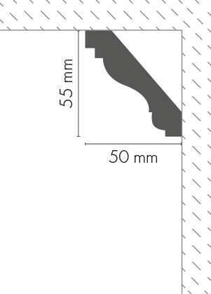 Smooth cornice strip LGG-16 Cezar White 2.44 m