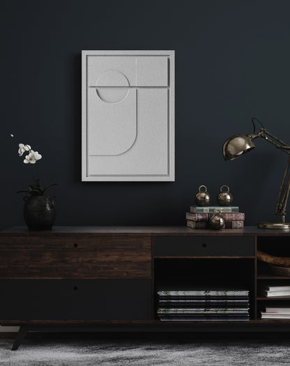 Wall Decor 350x500x18mm GEOMETRIC 2 with mounting [MMx4] MURSO Milky Grey (MG) [G] colored clay