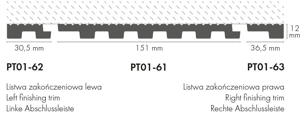 Стеновая панель THALIA01 151x12 мм, матовый белый, цвет Cezar, 2,80 м