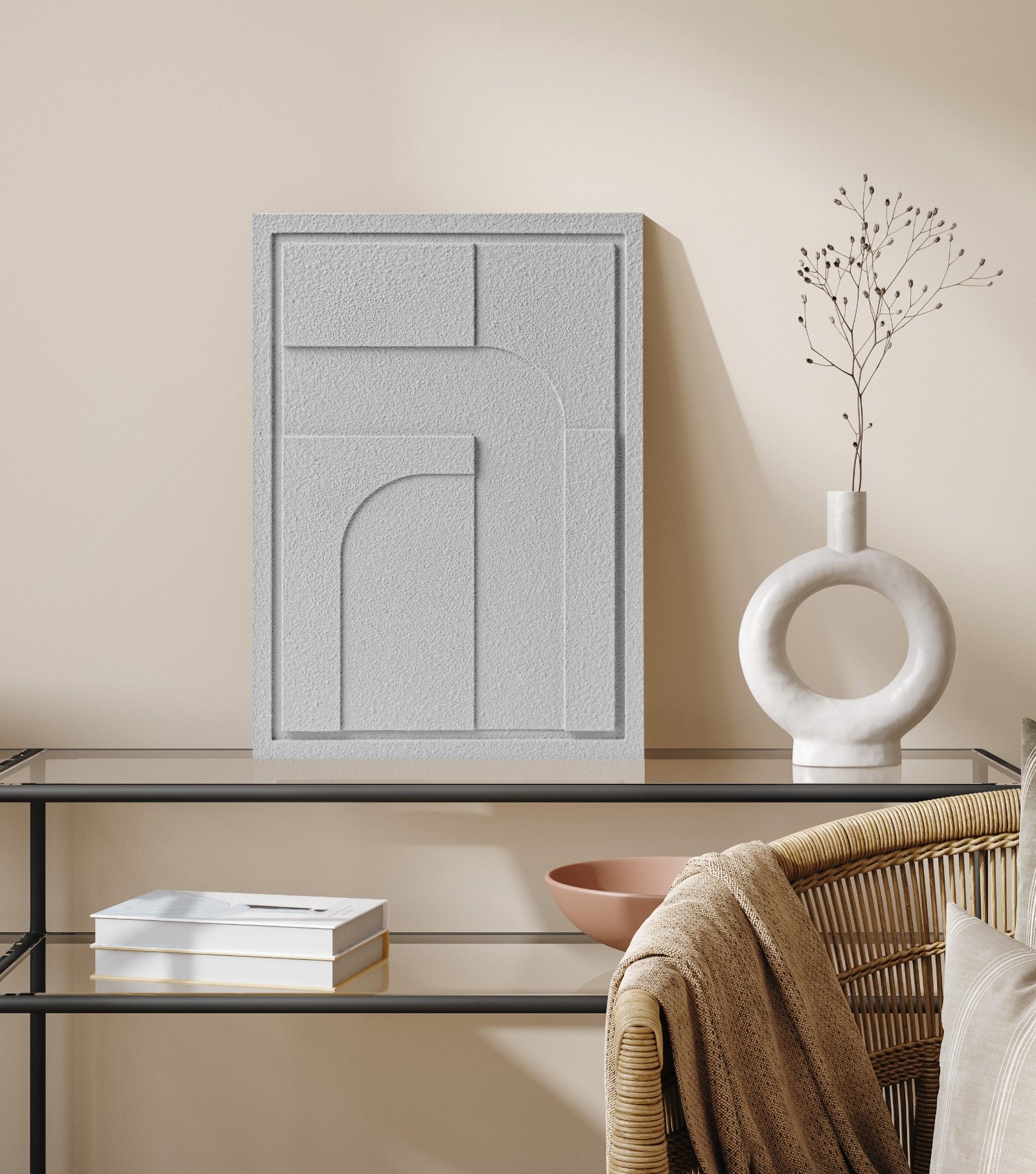 Wall Decor 500x700x18mm GEOMETRIC 4 MURSO Milky Gray