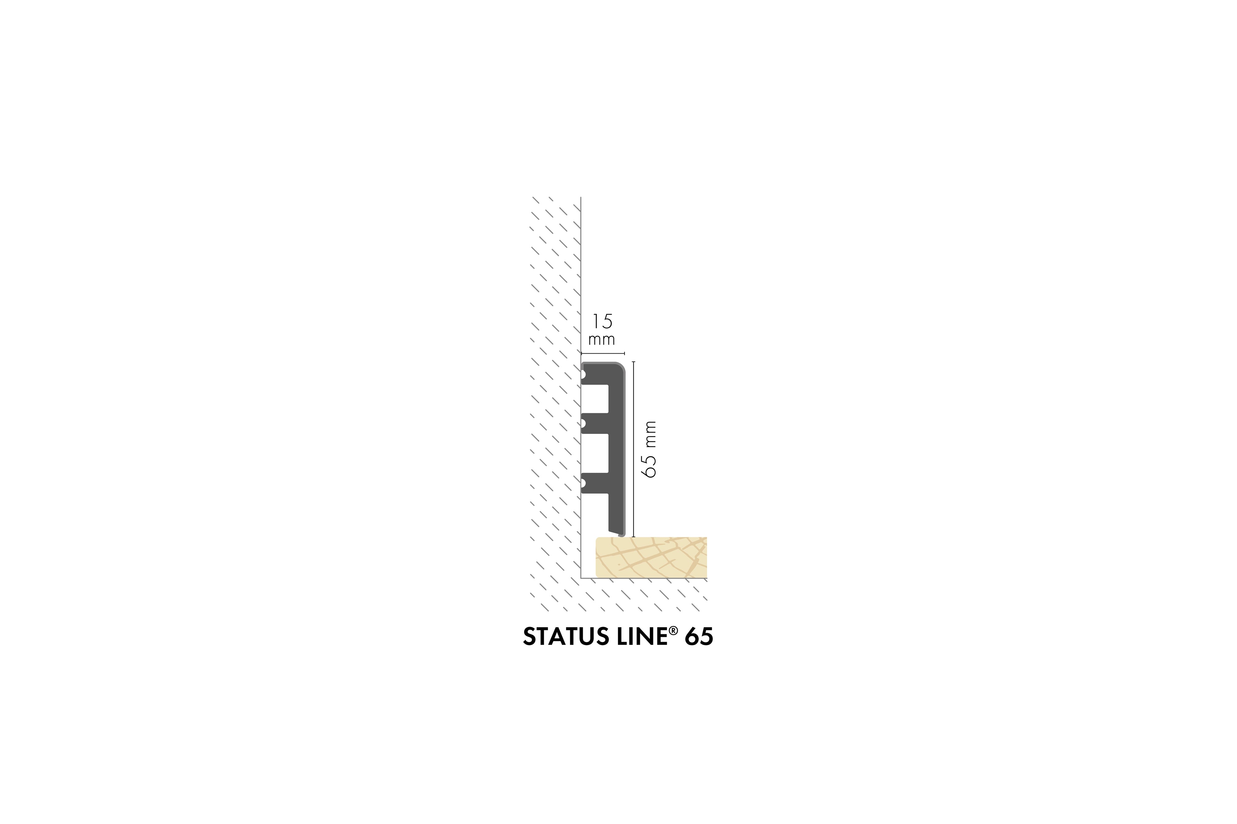 Status Line PVC skirting board 65x15mm CEZAR Kaszmir semi-matt 2.20m