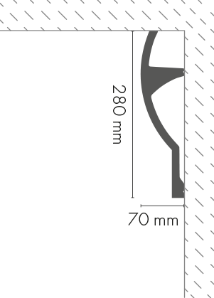 Smooth LGG-41 cornice strip, glued, Cezar White, 2.44 m