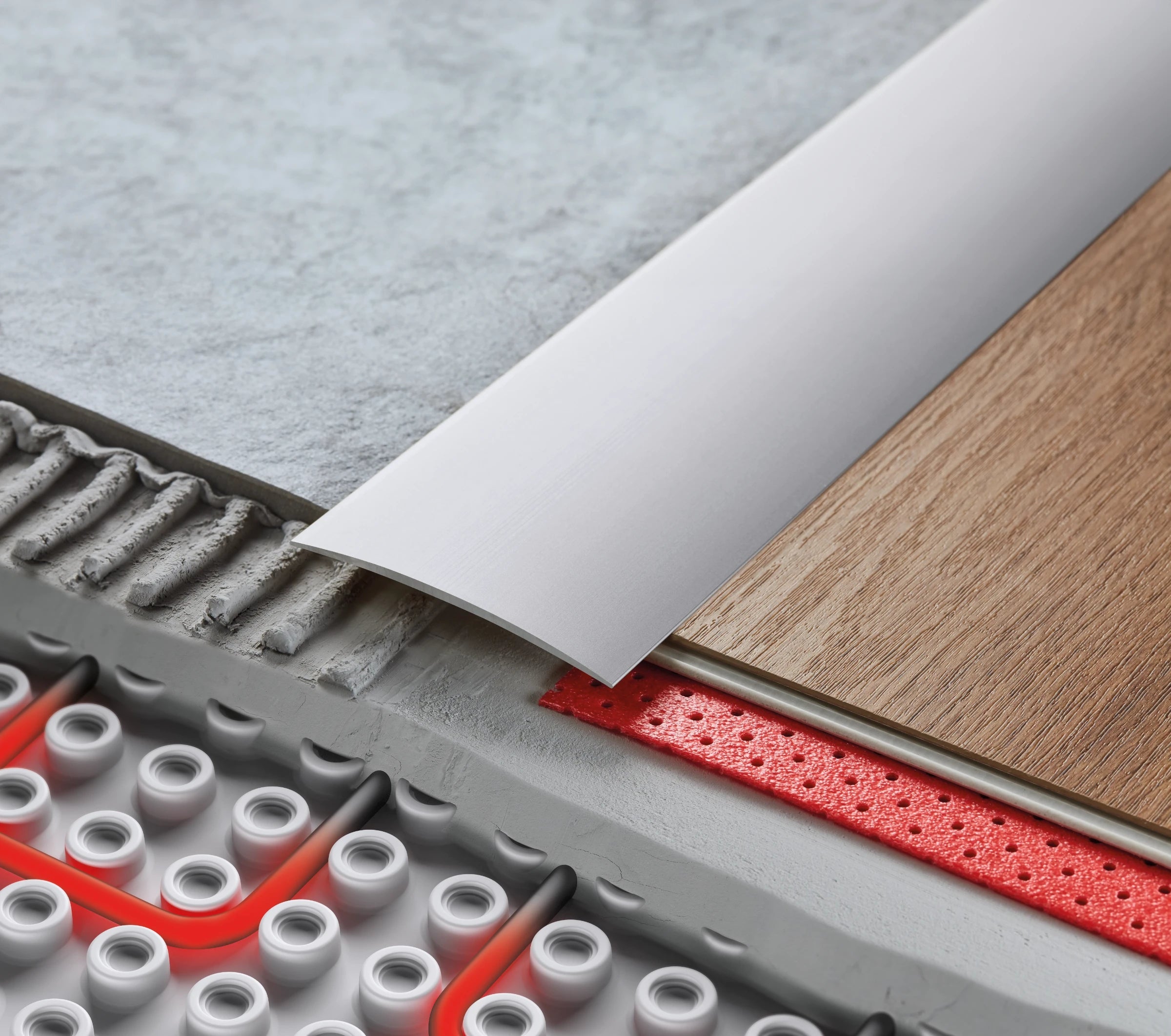 Oval aluminum threshold profile 80x5.1mm glued Cezar Silver Matt 1m