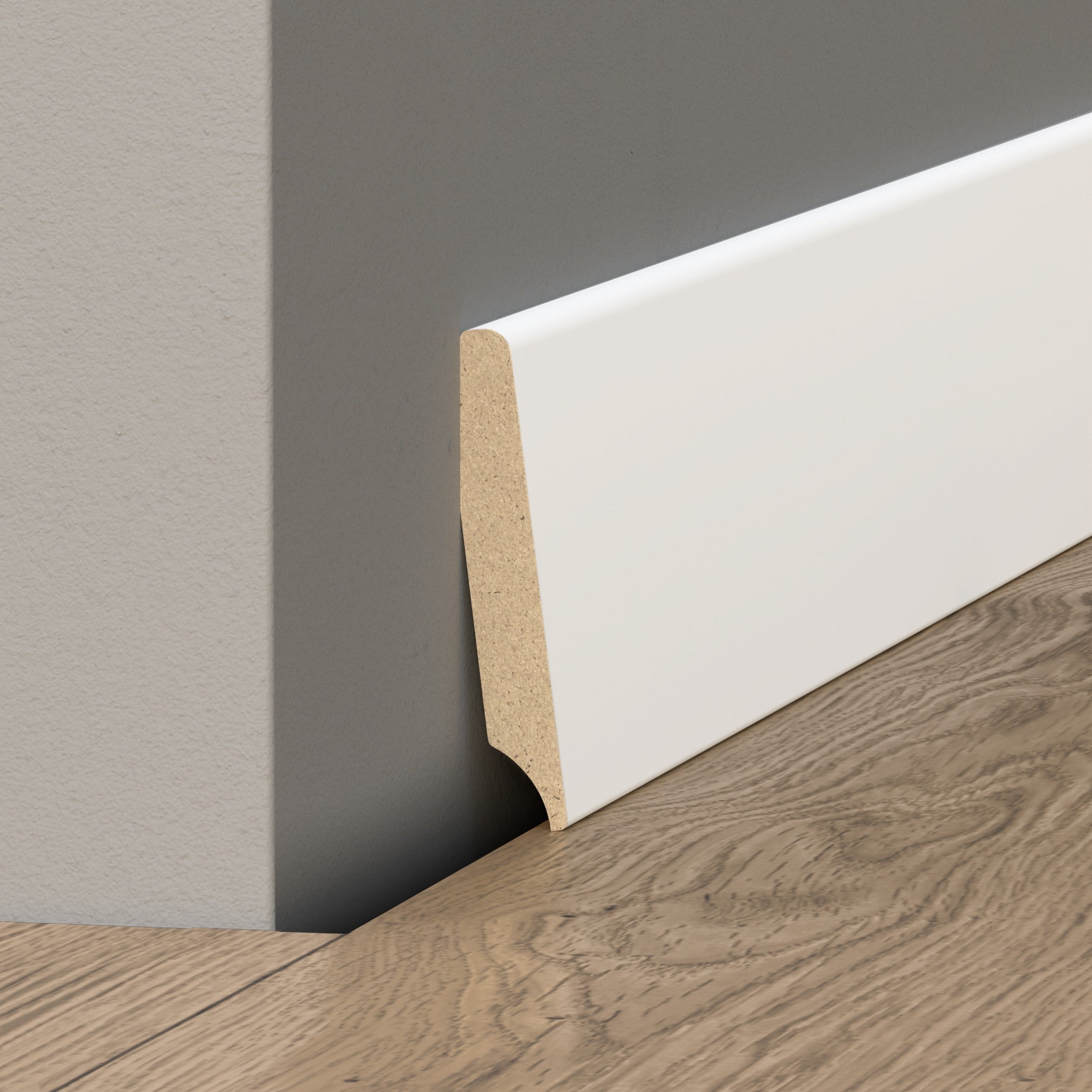 Listwa przypodłogowa MDF Basic 57x08mm R3 CEZAR Biały RAL9003 okleina półmat 2,20m