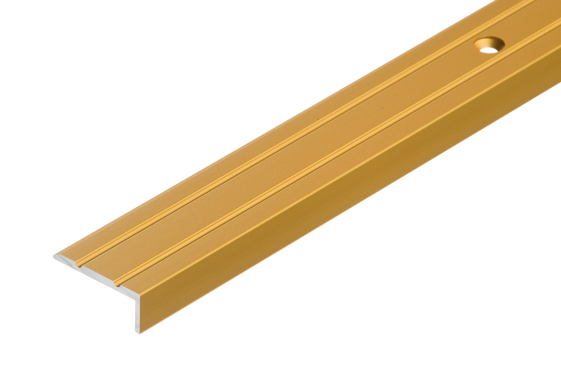 Narrow aluminum stair profile 25x10mm Cezar Gold Matt 2.70m
