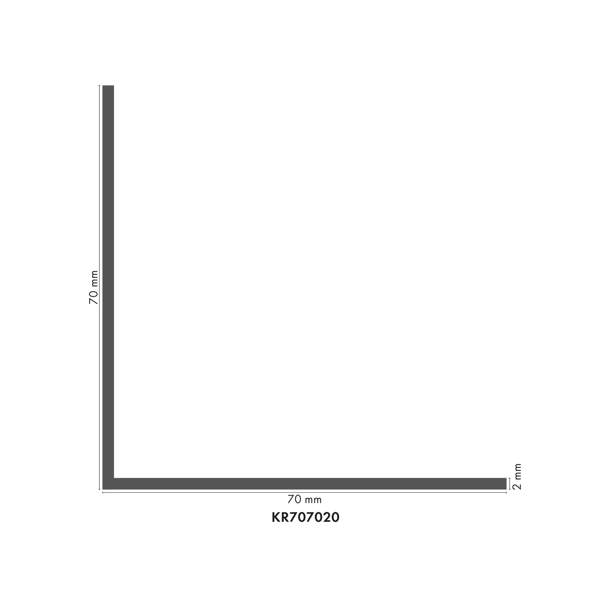 PVC profile angle 70x70x2mm \ L= 1.00m White RAL9003 [B] matt colored