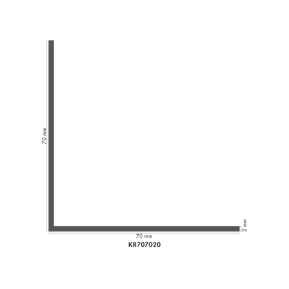 PVC profile angle 70x70x2mm \ L= 1.00m White RAL9003 [B] matt colored