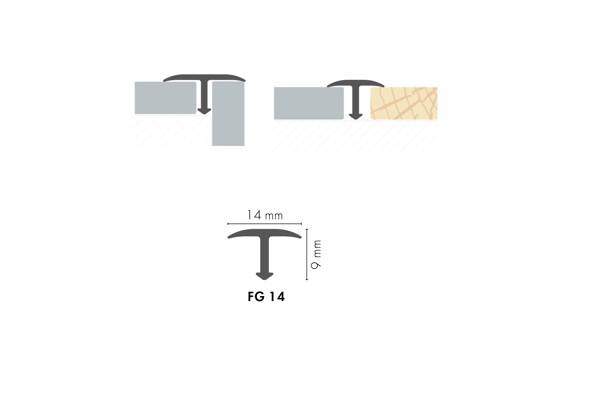 Profil fugowy gładki aluminiowy 14mm Cezar Dąb Mat 2,50m