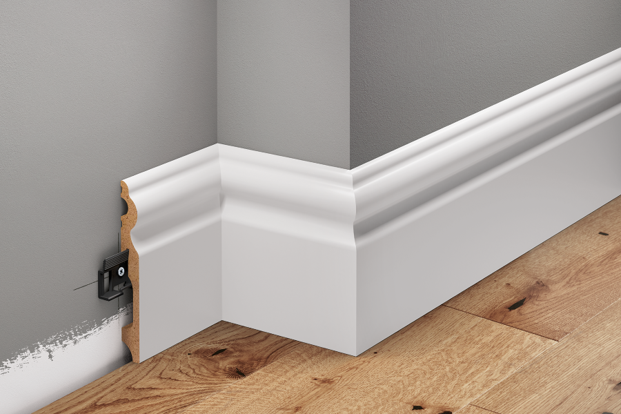 Listwa przypodłogowa dekoracyjna MDF 115x14,5mm Cezar Biały RAL9003 okleina półmat 2,20m