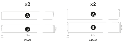 MDF skirting board 80x13mm 1 set = 2 pcs (cut 45 stx2) Cezar White RAL9003 semi-matt 2.20m