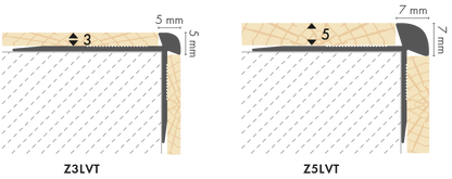 Profil do paneli aluminiowy LVT schodowy krawędziowy 5mm 42x28mm Cezar Srebrny Mat 2,70m