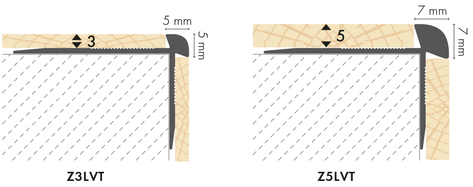 Profil do paneli aluminiowy LVT schodowy krawędziowy 5mm 42x28mm Cezar Srebrny Mat 2,70m