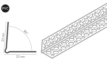 Cezar PVC straight construction corner, white matt, 3m