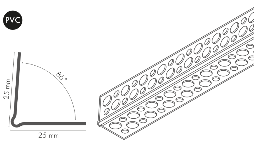 Narożnik budowlany prosty PVC Cezar Biały Mat 3m