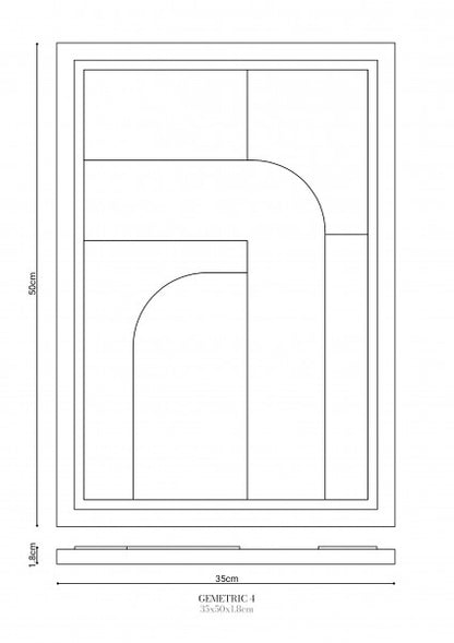 Wall Decor 350x500x18mm GEOMETRIC 4 with mounting [MMx4] MURSO Bianco (BO) [G] colored clay
