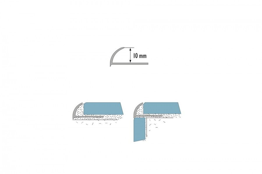 Profil do glazury aluminiowy krawędziowy owalny 10mm Cezar Biały RAL9016 Połysk 2,50m