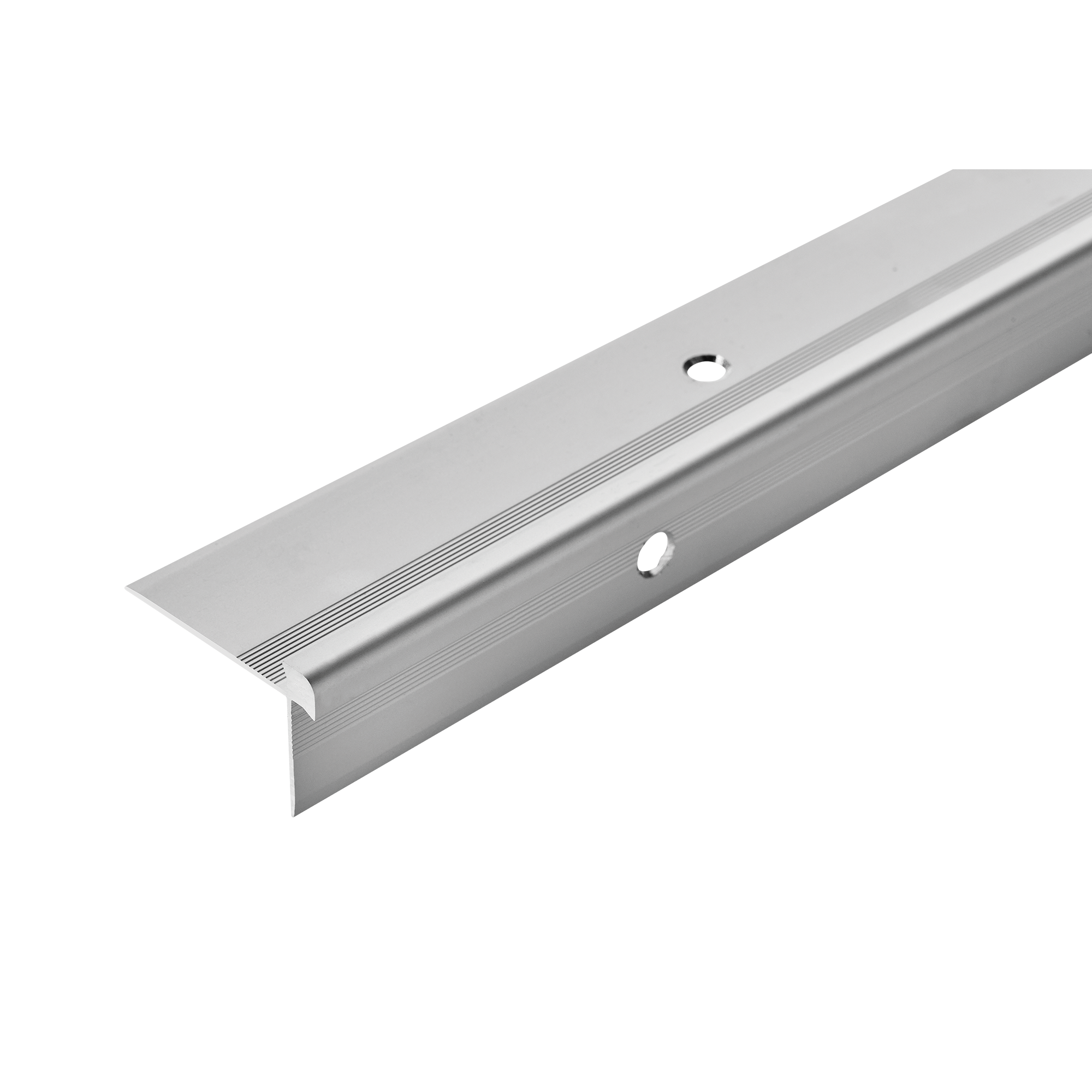 Profil do paneli aluminiowy LVT schodowy krawędziowy 5mm 42x28mm Cezar Srebrny Mat 2,70m