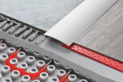 Oval aluminum threshold profile 60x5.1mm glued Cezar Silver Matt 1m