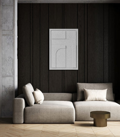 Wall Decor 500x700x18mm GEOMETRIC 4 with mounting [MMx4] MURSO Milky Grey (MG) [G] colored clay