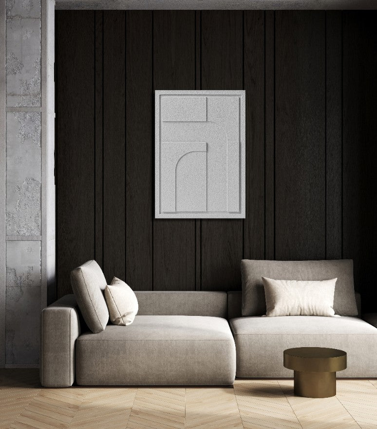 Wall Decor 500x700x18mm GEOMETRIC 4 with mounting [MMx4] MURSO Milky Grey (MG) [G] colored clay