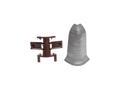 Narożnik zewnętrzny+RAK do listwy przypodłogowej Classic 22x59mm 1kpl=2szt(NZ+RAK) Cezar Dąb Szary Jasny Mat