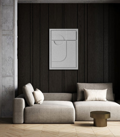 Wall Decor 350x500x18mm GEOMETRIC 2 with mounting [MMx4] MURSO Milky Grey (MG) [G] colored clay