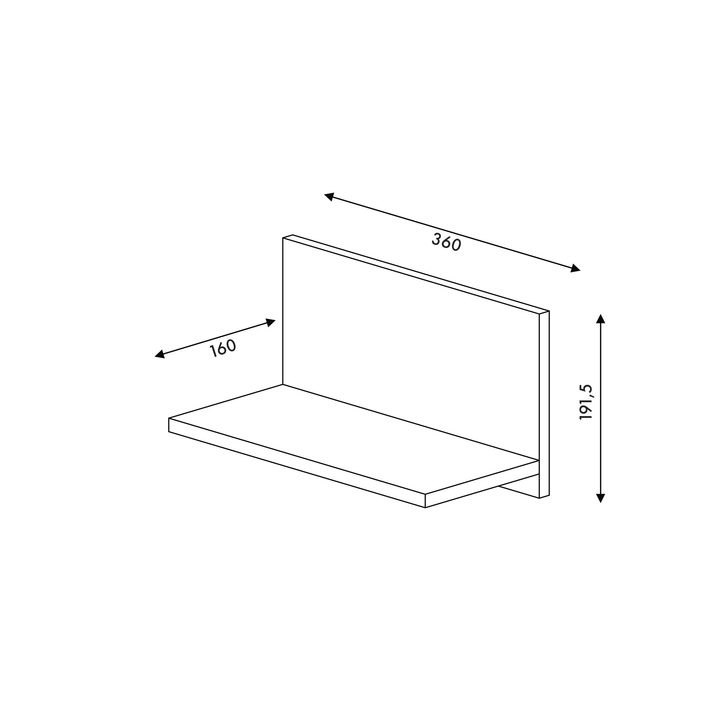CLICKform półka 360mm MURSO Czarny RAL9005 Mat