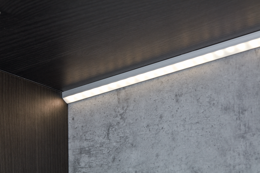 Listwa aluminiowa z kołnierzem do taśmy LED 14x7mm (z osłonką mleczną) Cezar Srebrny Mat 1m