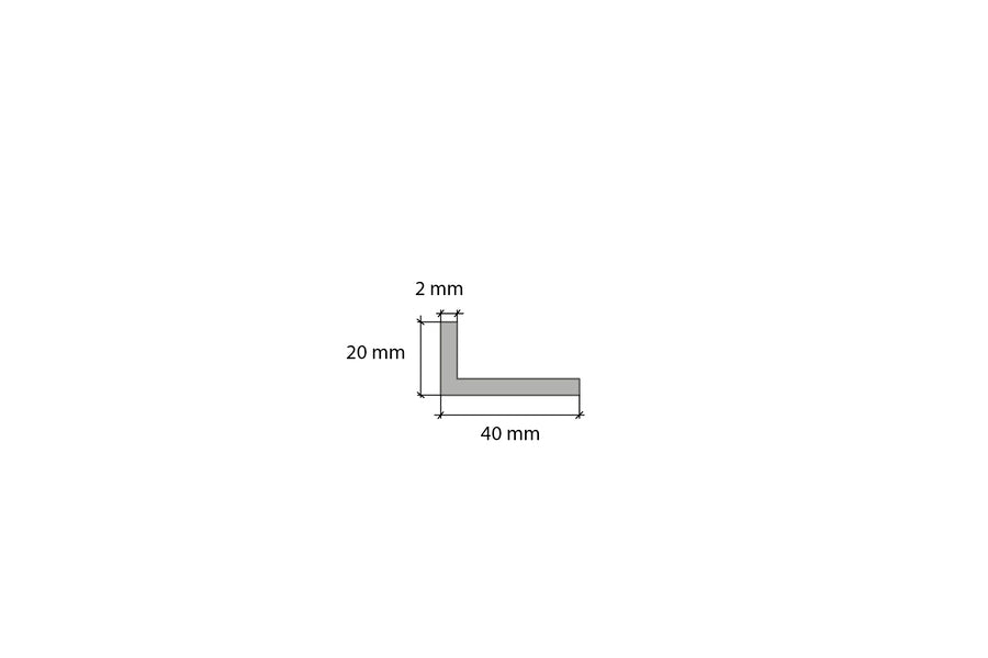 Protective profile, natural aluminum angle, 40x20x2mm, 2m, Silver