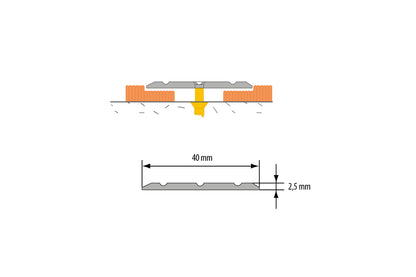 Profil progowy płaski aluminium anoda 40mm 1m Srebrny