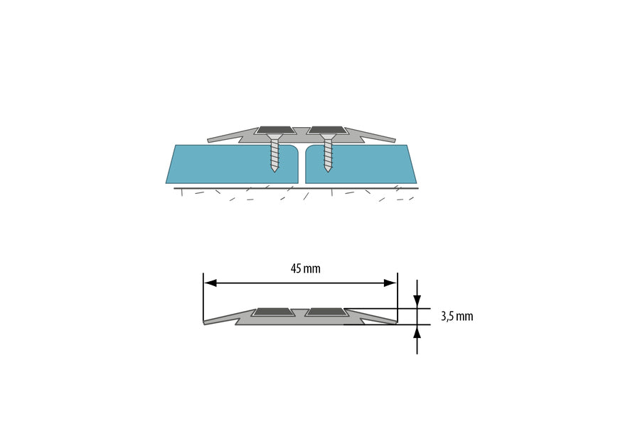 AL flat protective strip, wide, 45mm, with rubber, L=1.80m, Gold