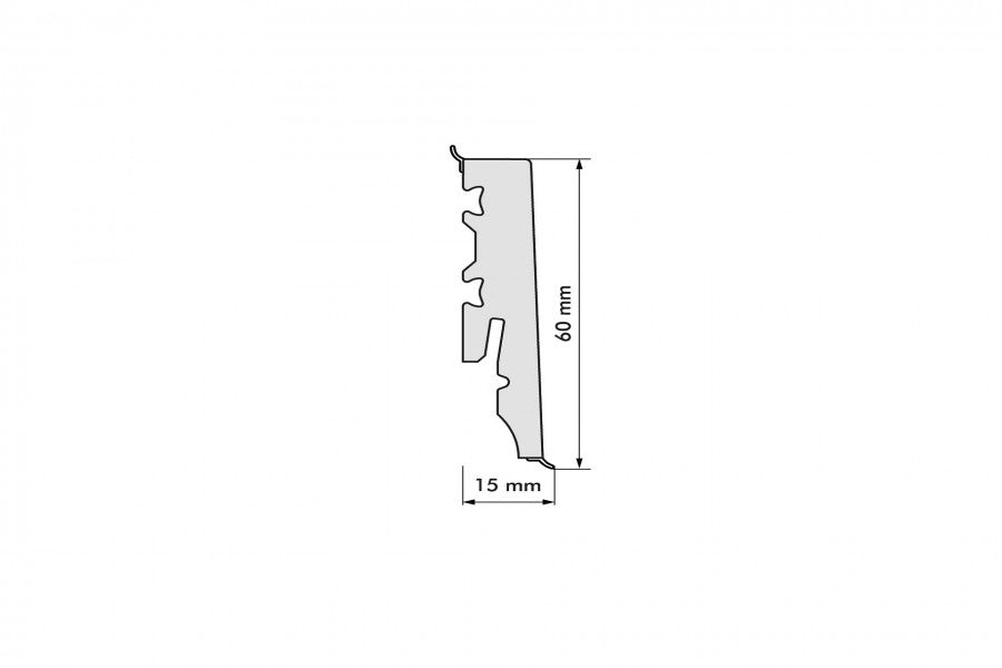 ПВХ плинтус MASTERLINE 15x60 мм, длина = 2,40 м, материал Greenland matt