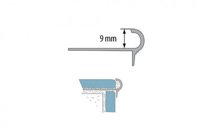 Profil schodowy półokrągły mały aluminium anoda 2,5m Srebrny