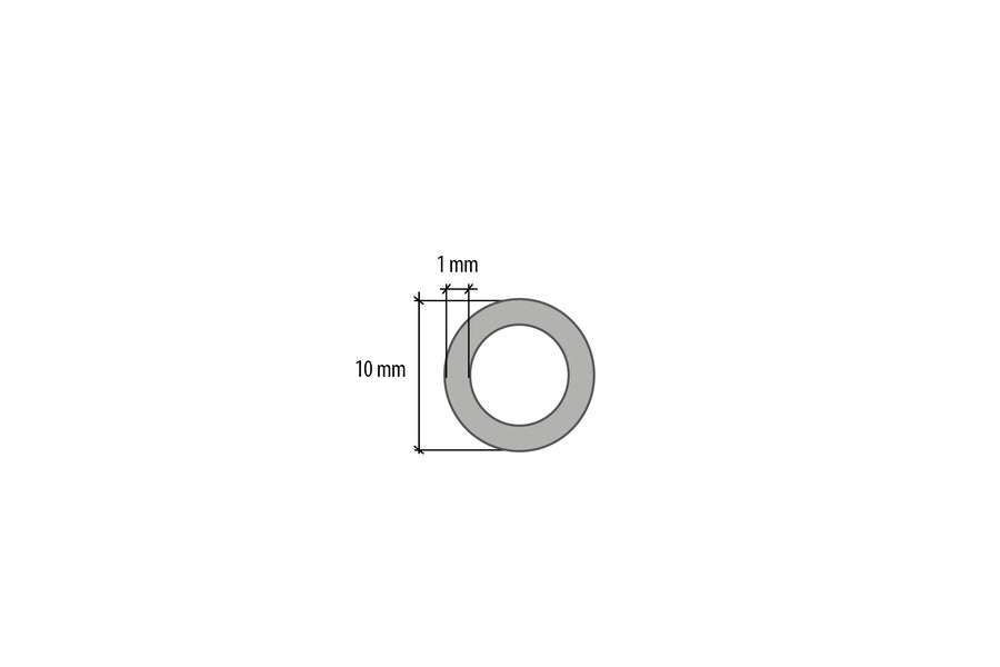 PVC round pipe 10x1mm L= 2.75m White