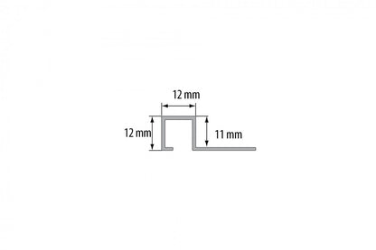 Square edge profile for tiles, aluminum, anode, polished, 11x12mm, 2.5m, Opal