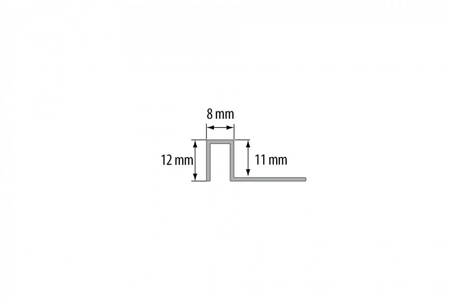 Square edge profile for tiles, aluminum, anode, polished, 11x8mm, 2.5m, Opal