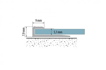 End profile for LVT panels, aluminum anode, 5.1 mm, 2.7 m, Silver