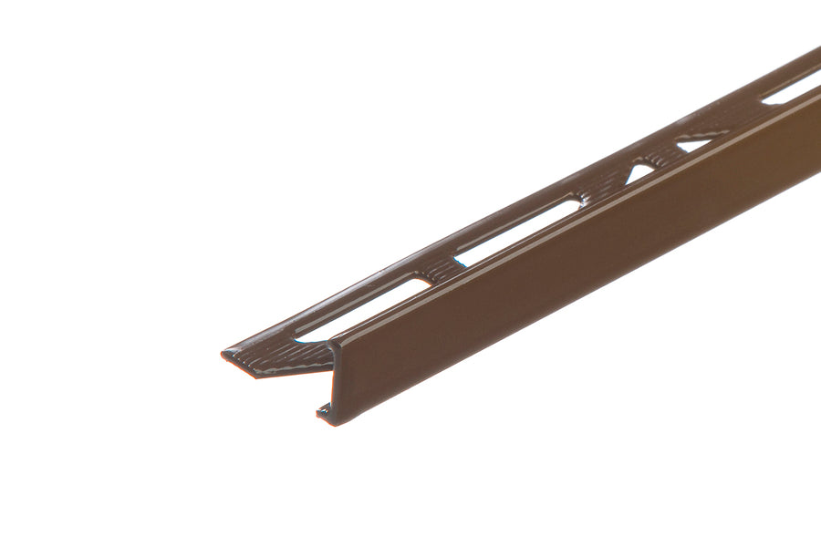 Corner finishing profile for tiles, painted aluminum, 10mm, 2.5m, Dark Brown