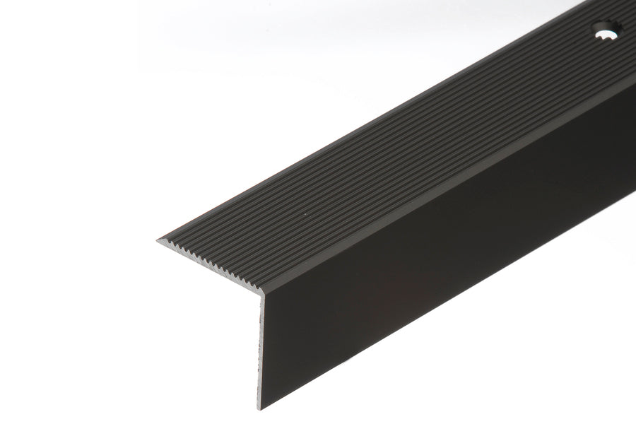 Grooved aluminum anode stair profile 30x30mm 1m Brown