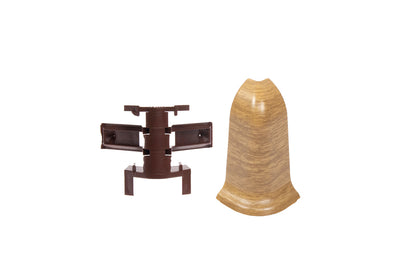 Narożnik zewnętrzny + RAK do listwy przypodłogowej Premium mat Teak Ciemny 2szt.