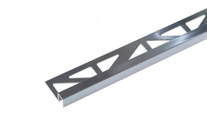Square edge profile for tiles, aluminum, anode, polished, 9x8mm, 2.5m, Opal