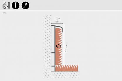 Listwa do wykładzin dywanowa ożebrowana PVC 53mm 2,5m Beżowa