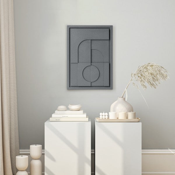 Wall Decor 350x500x18mm GEOMETRIC 5 with Milky Grey mount, colored clay