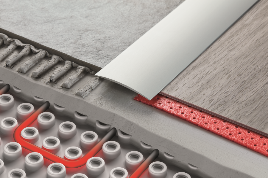 Овальный пороговый профиль, приклеенный к алюминиевому ламинату, 60 мм, 1 м, цвет «деревенский дуб».